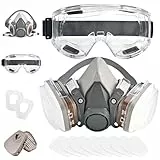 Faburo Atemschutzmaske Staubschutzmaske Gasmaske mit 1 Schutzbrille, Schutzmaske Atemmaske Lackiermaske mit filter, Staubmaske Atemschutzmaske Staub für Lackier Feinstaub Arbeitein Schleifen