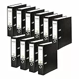 Original Falken 10er Pack PP-Color Kunststoff-Ordner. Made in Germany. 8 cm breit DIN A4 schwarz Vegan Ringordner Aktenordner Briefordner Büroordner Plastikordner Schlitzordner