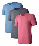 COLORFULLEAF 3/5er Pack Bambus Rundhals T-Shirt Herren Stretch Unterziehshirt Männer Einfarbig Business Arbeitstshirts(3K,L)