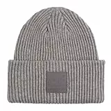 C.C Unisex Wintermütze Herren, dick, gestrickt, einfarbig, mit Bündchen - Grau - Einheitsgröße