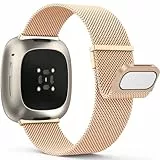 Yoohoo Edelstahl Metall Magnet Armband Kompatibel Mit Fitbit Versa 3/4, Sense/Sense 2 - Ersatzarmband für Damen Und Herren