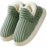 Misolin Hausschuhe Damen Winter Wärme Pantoffeln Herren With Memory Foam Kordsamt Voll Plüsch Weiche Geschlossen Baumwolleschuhe Antirutsch Bequeme Outdoor/Indoor,Grün 270(EU38-39)