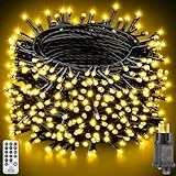 Light-Brightly Lichterkette Außen Innen Weihnachtsbaum Strom - 50m 500 Led Warmweiß Lichterketten mit Stecker Timer Wasserdicht Cluster Fairy Lights for Weihnachten Hochzeit Party Balkon Garten