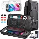 FYOUNG Switch 2 Tasche + Hülle + Schutzfolie für Nintendo Switch 2 (2025) mit Joystick Kappen und Spielkarten Aufbewahrungsbox, 5-in-1 Reisetasche und Schutzhülle Zubehörset - Schwarz
