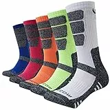 KEECOW Socken Herren 5 paar Wandersocken Trekkingsocken für Herren Atmungsaktiv Sportsocken Hochleistung (1 x Grün, 1 x Blau, 1 x Orange, 1 x Rot, 1 x Weiß, 38-42)