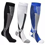 Funkprofi Kompressionsstrümpfe Herren Damen Kompressionssocken Lange Stützstrümpfe Abgestufte Compression Socks 3 Paar Laufstrümpfe für Joggen, Sport, Laufen, Flug, Wandern, Reisen, Radsport 2XL/3XL