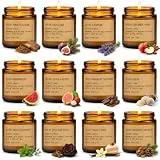 Duftkerze 12er Set Kerzen Geschenkbox, Duftkerzen im Glas, Natürliches Sojawachs 300h Brenndauer, Geschenkset für Weihnachten/Muttertag/Geburtstag/Valentinstag-Ideal für Yoga, Schlaf, Meditation, SPA