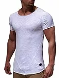 Leif Nelson T-Shirt Herren Sommer Rundhals-Ausschnitt (Weiß, Größe L), Regular Fit Herren-T-Shirt 100% Baumwolle, Casual Basic Männer T-Shirt Kurzarm
