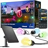 Govee Solar Lichterkette Outdoor 10m, RGBICW mit 16 Millionen Farben, 112 Szenenmodi & App-Steuerung, nur Bluetooth, 8 dimmbaren splitterfreien LED-Lampen, IP67 Wasserdicht für Balkon, Garten, Camping