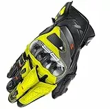 SHIMA XRS-3 Motorrad Handschuhe Herren Leder Kurze Sport Motorradhandschuhe Schutz Touchscreen Stadt Lederhandschuhe Motorcycle Belüftet Verstärkt Perforiertes Leicht (Herren, Gelb Fluo, L)