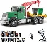 Mostop Ferngesteuertes Müllfahrzeug mit 2 Mülltonnen, 4-Kanal-Recyclingfahrzeug, Lichter & Geräusche, 2 Batterien, 28 Verkehrsschilder - Lernspielzeug für Kinder ab 6 Jahren