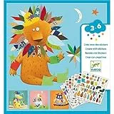 Djeco Kreativ Set Sticker Create animals mit 4 Vorlagen tierischen Aufklebern