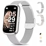 RUXINGX Smartwatch Damen, 1,47″ Fitnessuhr mit 24 Sportmodi, Aktivitätstracker 24H Pulsmesser SpO2 Schlafmonitor, Menstruationszyklus, IP68 Wasserdicht Sportuhr Schrittzähler Android iOS Silber