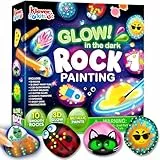 JOYIN Steine Bemalen Set Bastelset Kinder ab 6-12Jahre,Kreativ Steinmalerei,Bastelset Steine Malen Set für Kinder Basteln Geschenk Mädchen 6 7 8 9 10 11 12 Jahre,Im Dunkeln Leuchten,Halloween Geschenk