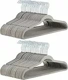 Amazon Basics Kleiderbügel für Anzug / Kostüm, mit Samt überzogen, 100er-Pack, Grau