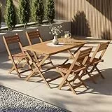 Juskys® Gartenmöbel Set Rimini - Natur, Akazie Holz, inkl. 4er Set Stühle & Tisch, Stabil, Langlebig