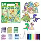10 Stück Mosaik Bastelset Kinder, Mosaik Bastelset mit Aufklebern, Lanyards, Aquarellstiften, Pinzetten, Mosaik Basteln Kinder, Geburtstagsgeschenke für Jungen und Mädchen 3-8 Jahre (Dinosaurier)