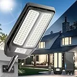 Adewalk 700W Solar Straßenlaterne mit Fernbedienung, IP66 Wasserdichte Solarlampen für Außen mit Bewegungssensor, 6500K Solarleuchten Superhelles LED Solar Strahler Außen für Gärten Garage Straßen