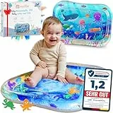 Mallie® Wassermatte Baby 66x50 CM [100% BPA & Schadstoff-Frei] ab 3, 6 und 9 Monate im Ozean Blau Design I Baby Spielzeug, Spielzeug Ab 6 Monate als Wassermatte Baby und Baby Spielzeug 6 Monate