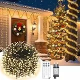 LED Lichterkette Weihnachtsbaum,18M 1200 LEDs Warmweiß Lichterketten Außen mit 12 Modi & Timer für Garten, Weihnachtsbeleuchtung mit Fernbedienung für Garten, Weihnachtsbaum, Hochzeit