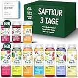LiveFresh Saftkur 3 Tage – 21 Säfte (250ml) & 9 Shots (60ml) kaltgepresst¹ – 743 Kalorien pro Tag – Tipps zum nachhaltigen Abnehmen in der LiveFresh App