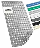 HITSLAM Badewannenmatte rutschfest, 89 x 40cm Lange Antirutschmatte Badewanne, Duschmatte rutschfest BPA Frei, Schimmelresistent & Maschinenwaschbar, Schnelltrocknend und Leicht zu Reinigen, Grau