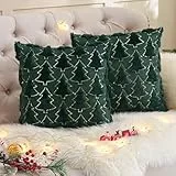 TOCOMOA 2er Set Kissenbezug 40x40 Grün, Flauschig Zierkissen Kissenbezüge in Wolle, Frühling Plüsch Sofakissen Zierkissenbezug, Kissenhülle aus Polyester, Dekokissen Bezug für Sofa Schlafzimmer