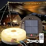HELESIN Camping Lichterkette Aufrollbar Solar 12.8M, 2 Lademodi, 4 in 1 Tragbare LED Lichterkette mit 8 Beleuchtungsmodi, Wasserdichte Camping Lichterkette für Camping Hof Deko (Mehrfarbig)