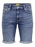 ONLY & SONS Herren Jeans Shorts ONSPly Denim Bermuda mit Aufschlag 22028773 Dark Blue Denim L