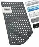 HITSLAM Badewannenmatte Rutschfest, 89 x 40cm Lange Antirutschmatte Badewanne, Duschmatte Rutschfest BPA Frei, Schimmelresistent & Maschinenwaschbar, Schnelltrocknend und Leicht zu Reinigen, Anthrazit