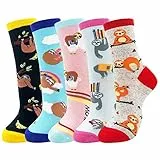 Belloxis Faultier Socken Damen Faultier Geschenk Lustige Bunte Socken Damen 35 – 38 Baumwollsocken Witzige Socken Geschenk für Frauen Mädchen