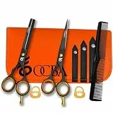 Friseurschere OCBA Professionelles 6' Haarschneideschere & Haarschere Haarschere Perfektes Design für Friseure & Salons Haarschneideschere für Männer und Frauen (6 Zoll Schwarzer Satz)