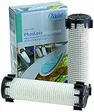 Oase AquaActiv PhosLess Algenschutz, 2 Säulen á 1 l - Phosphatbinder, für Teiche bis 40 m³/ 10 m³ (ohne/ mit Fischbesatz), bindet Chlor und Schwermetalle, Weiß