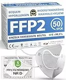 ADESTE – 50x FFP2 NR D Maske, Hygienische 5-lagige Staubschutzmaske, EN149:2001+A1:2009 Mundschutzmaske EU2016/425, Weiß, Atemschutzmaske, Einzelne versiegelte Beutel