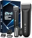 Intimrasierer Mann Rasierer Herren Intimbereich und Körper: 2 in 1 Trimmer Herren Elektrisch, Nass & Trocken Körperrasierer Rückenrasierer, Wasserdicht körperhaartrimmer Body rasierer herren