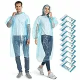 Opret 10 Stück Durchsichtig Regenponcho Damen Herren, Wasserdicht Regenschutz Regencape mit Tunnelzug Kapuze und Elastische Manschette, Leichtgewichts Regen Poncho Transparent