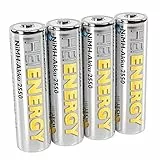 HEITECH vorgeladener 4er Pack NIMH-Akku Mignon/AA / HR06 2550 mAh 1,2V - Wiederaufladbare Batterien mit geringer Selbstentladung - Akkus für Geräte mit hohem Stromverbrauch