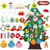 QIFU Filz Weihnachtsbaum, Diy Filz Tannenbaum Kinder Mit 30pcs Abnehmbaren Hängenden Ornamenten, Bastelset Weihnachten Kinder Weihnachtsbaum Für Die Wand, Weihnachtsdeko Kinderzimmer Wand Tür