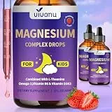 VivoNu Magnesium Tropfen Kinder – Magnesiumbisglycinat + Vitamine D3 K2 B12 B6, Omega 3 & Calcium – Erdbeere – 120 ml