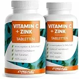 Vitamin C + Zink (730 Tabs) - optimal hochdosiert: 500 mg gepuffertes Vitamin C + 15 mg Zink aus bioverfügbarem Bisglycinat - Immunsystem & Zellschutz - laborgeprüft mit Zertifikat - 100% vegan