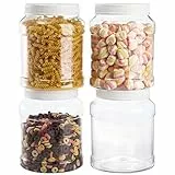 Okllen 4er-Pack Durchsichtige Kunststoffgläser mit Deckel, 2,35L Große Leere Lagergallonenbehälter Runde Kanister für Nüsse, Snacks, Honig, Marmelade, Vorratsglas für Trockene Lebensmittel, BPA-frei
