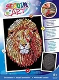 Mammut Spiel & Geschenk 8041207 Sequin Art Paillettenbild Löwe, Steckbild, Bastelset mit Styropor-Rahmen, samtige Bildvorlage, Pailletten, Steckstiften, Anleitung, für Kinder ab 8 Jahre