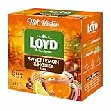 LOYD - Heißer Winter Tee Süße Zitrone, Honig - 15 Pyramidenbeutel - Rooibos-Tee mit Apfelfrüchten, Zitronenschale & Gewürzen - Inspiriert vom Traditionellen Getränk der Britischen Marinematrosen - 45g