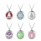JewelryWe Schmuck 6pcs Aromatherapie Halskette Edelstahl Ätherische Öle Parfum Diffusor Floating Medaillon Locket Anhänger Damen Kette mit 10 farbigen Filzkreisen Weihnachten Geschenk