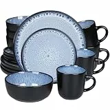 Greentainer Steingut Geschirrset 4 Personen 16-tlg - Hochwertiges Mediterranes Steingut Geschirr Set - Schüssel- und Teller und Tasse Set - Tafelservice 4 Personen - Service & Geschirrsets
