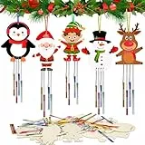 HONMOK 10 Stück Weihnachten Windspiel Bastelset Kinder Weihnachten Basteln Holz Weihnachtsbasteln DIY Weihnachtsdeko Bastelhandwerk zum Bemalen für Jungen Mädchen Weihnachten Mitgebsel
