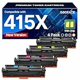 415X Toner Mit Chip Kompatibel für HP 415A 415X für Color LaserJet Pro MFP M479fdw M479dw M479fdn M479fnw M454dw M479 W2030X W2031X W2032X W2033X (Schwarz Cyan Gelb Magenta, 4er-Pack)