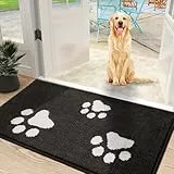 Mibao Türmatte Inenn 60 x 90 cm, Schmutzfangmatte für den Eingang und Hintertür, rutschfeste Fußmatten, maschinenwaschbar, Weicher Haustierteppich für schlammige Schuhe und Pfoten, Schwarz