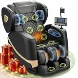Gegcucey Massagesessel, Ganzkörper-Massagesessel mit Zero-Gravity, 14 Rollen und 8 Komfort-Airbags, Mit Heizfunktion für Taille und Beine Fußmassage, Bluetooth-Player und 2-in-1 Touchscreen (Schwarz)