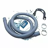 LICHTBLAU Ablaufschlauch 2,0 m für Waschmaschine & Geschirrspüler – Wasserablaufschlauch Universal – Komplettset mit Schlauchschellen & Haltebügel – Abwasserschlauch Spülmaschine Waschmaschine